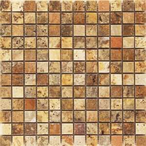 1x1 Scabos POLISHED and Unfilled Travertine Mosaic Tile   Lot of 50 