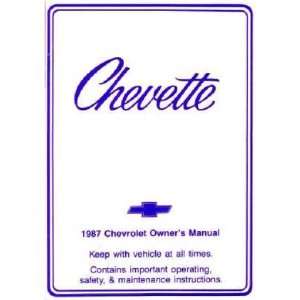  1987 CHEVROLET CHEVETTE Owners Manual User Guide 