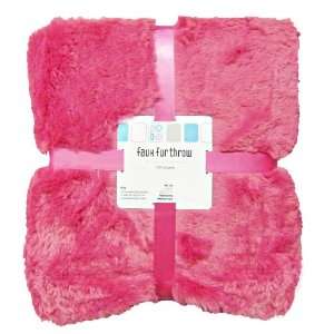 Faux Fur Throw Blanket   Pink 
