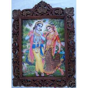  Radha Krishna Enjoying in Garden, Wood Craft Frame 