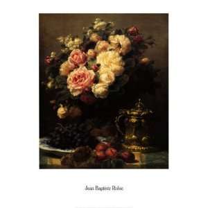 Robie   Roses Plate of Grapes & Plums   Poster by Jean Baptiste Robie 