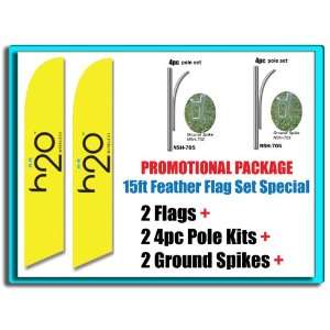 Sets of 15ft H2o Wireless Swooper Feather Flags   INCLUDES 15FT 4pc 