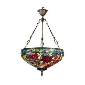  Dale Tiffany 0022/3LTH Red Peony Inverted Pendant Light 
