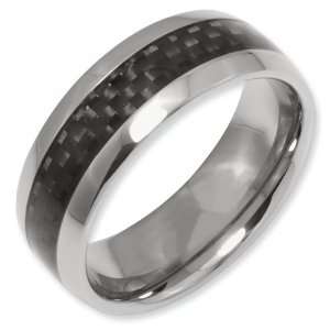  Titanium Black Carbon Fiber 8mm Polished Band ring 