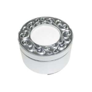  Round Music Jewelry Box Silver   Monogram