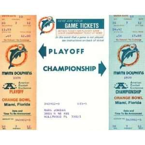  1979 Miami Dolphins Playoff & Afc Championship Tickets 