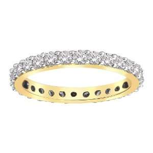  14k Yellow Gold Bead Set Diamond Eternity Ring (1.00 cttw 