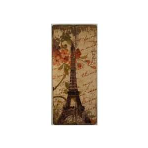  Wilco Imports Wooden Distressed Wall Plaque with Eiffel 