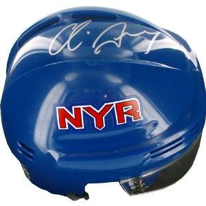  Chris Drury Rangers Blue Mini Helmet   Autographed NHL 