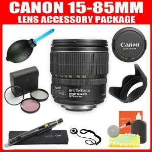  Canon EF S 15 85mm f/3.5 5.6 IS USM Lens + Lens Accessory 