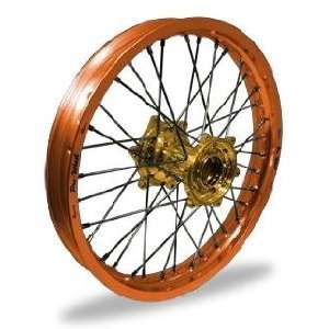 Pro Wheel Supermoto Rear Wheel Set   17x4.25   Orange Rim/Gold Hub 27 