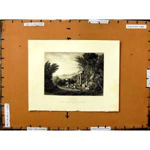   C1800 Countryside Scene Trees People Music Engraving