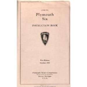 1933 PLYMOUTH Full Line Owners Manual User Guide