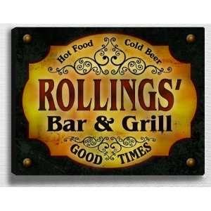  Rollingss Bar & Grill 14 x 11 Collectible Stretched 