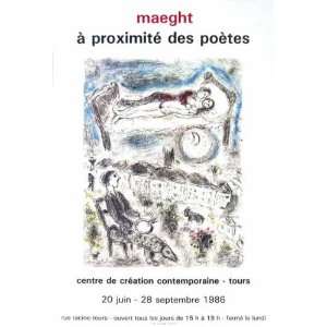 Aragon A proximite des Poetes by Marc Chagall. Size 13.50 X 17.75 Art 