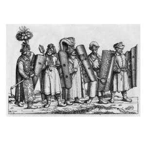  Five Hungarian Warriors Armed with Heavy Maces and Shields 