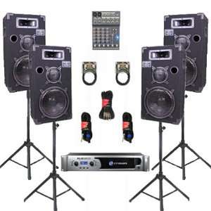   Way 10 Speakers, Mixer, Stands and Cables DJ Set New CROWN1000CSET7