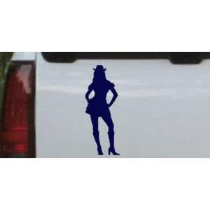 Sexy Cowgirl Silhouettes Car Window Wall Laptop Decal Sticker    Navy 