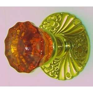  Orange Amber ASTORIA Knobs sets for Two French Doors Solid 
