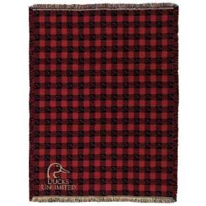  Scene Weaver Ducks Unlimited Woven Throw, Red Plaid, 69 x 