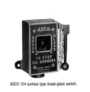 ASCO 124304 Break Glass Switch Surface Type Emergency Stop  