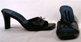 Etienne Aigner Black Leather Slides Sandals Heels 6 M  