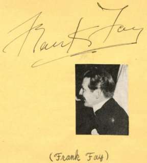 FRANK FAY VINTAGE 1940s SIGNED ALBUM PAGE AUTOGRAPHED  