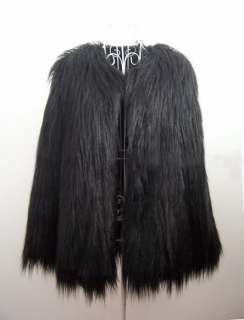 Trendy Black Faux Fur Long Hair Winter Coat Jacket  
