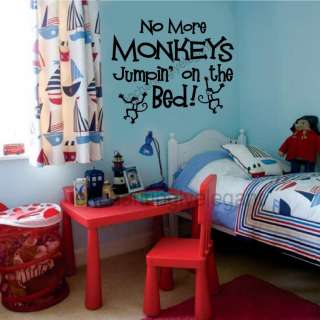 No More Monkeys Jumpin On The Bed Vinyl Wall Decal Stickers Letters 