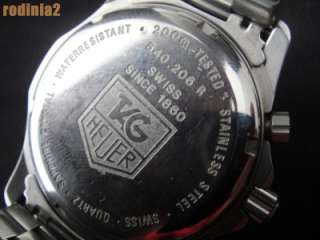 Auth Tag Heuer Mens Full Size 2000 SS Chronograph Quartz Wrist Watch 
