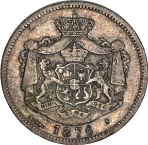 Romania 1 Leu 1876 Extremely RARE (Key Date)  