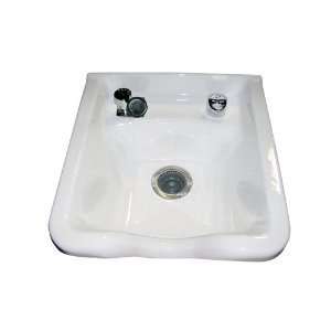   18 3/4 Inch by 19 1/2 Inch by 8 3/4 Inch Cast Iron Shampoo Bowl, White