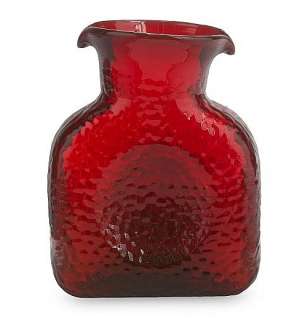 CIRCLEWARE RED HAMMERED CARAFE GLASS PITCHER VASE  