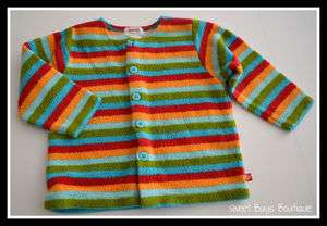Boys Girls ZUTANO Sz 12 18m Bold Stripe Fleece Button Down Top Jacket 