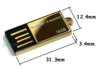 Super Talent Pico c USB 16GB 16G Flash Drive Stick Gold  