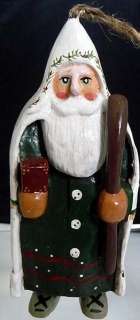 Old World Woodland Santa Ornament by TATE Hand Painted Stands Hangs 