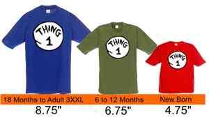 Dr Seuss Thing 1 2 3 4 5 699 Iron on shirt DECAL Transfer  