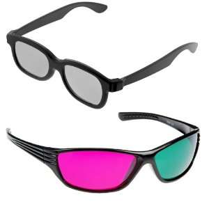  GTMax 3D Polarized Glasses Basic Square + 3D Magenta/Green 