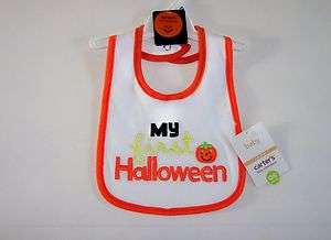 My First Halloween Holiday Pumpkin Unisex Baby Infant Bib Carters One 