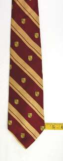 TOMMY HILFIGER MAROON RED GOLD WIDE STRIPE GREEN SHIELD REPEAT SILK 