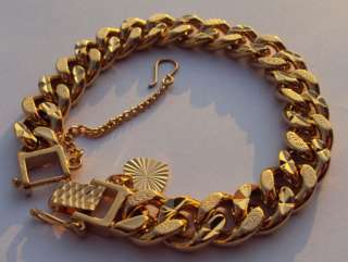 NEW decorate HOT 24k yellow solid gold filled bracelet chain 7.4inch 