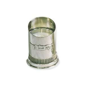  Sterling Silver Yizkor Candleholder with Angled Top, Pearl 