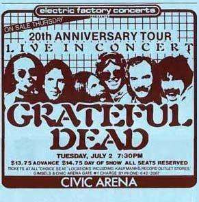 Rare Grateful Dead 1985 Concert Poster Print Jerry Garcia VERY LIMITED 