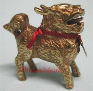 Chinese Feng Shui Golden Brass Chi Lin with Gold Coin  