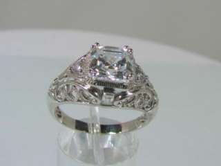   Silver 2.28ct Absolute Asscher Cut Filigree Ring by Xavier Size 10