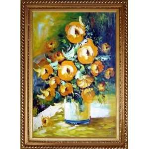 Yellow Roses Still Life Painting Oil Painting, with Exquisite Dark 