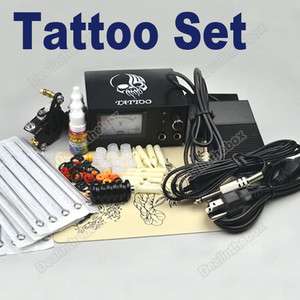 Complete Tattoo Beginner Kit Machine 1 Gun Inks power Supply Set 