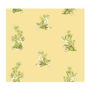   By The Sea AC6146 Egret Toss Wallpaper, Yellow/Green