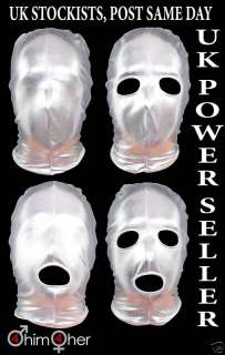 Silver Unisex Lycra Zentai Gimp Hood Mask (4 x styles)  