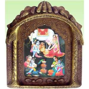 Maa Yashoda with Child Lord Bal Krishna, Religious Poster Painting in 